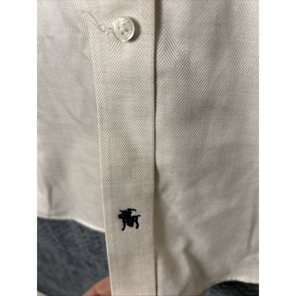 Hart Schaffner Marx Mens Shirt 17.5 Herringbone Weave Non-Iron Pima Cotton - Picture 4 of 8